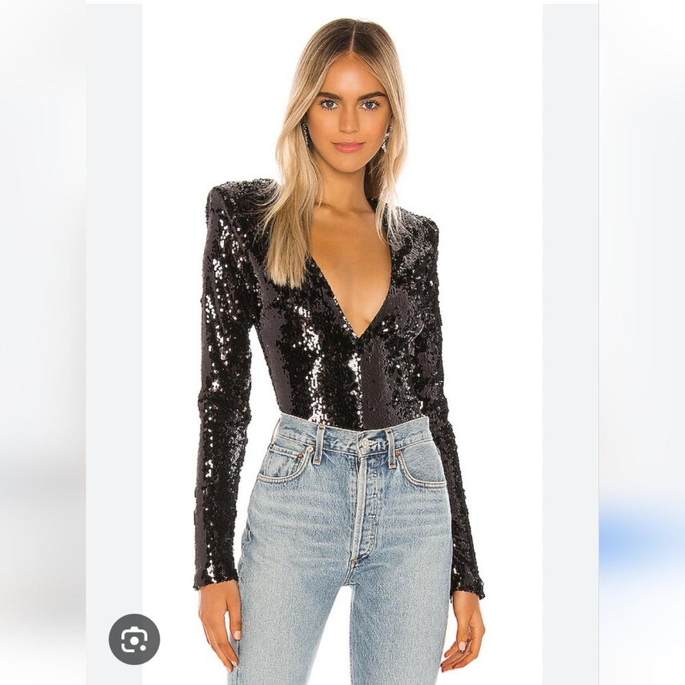 NBD Frankie evening cocktail party formal Bodysuit Black S Small NWT Revolve